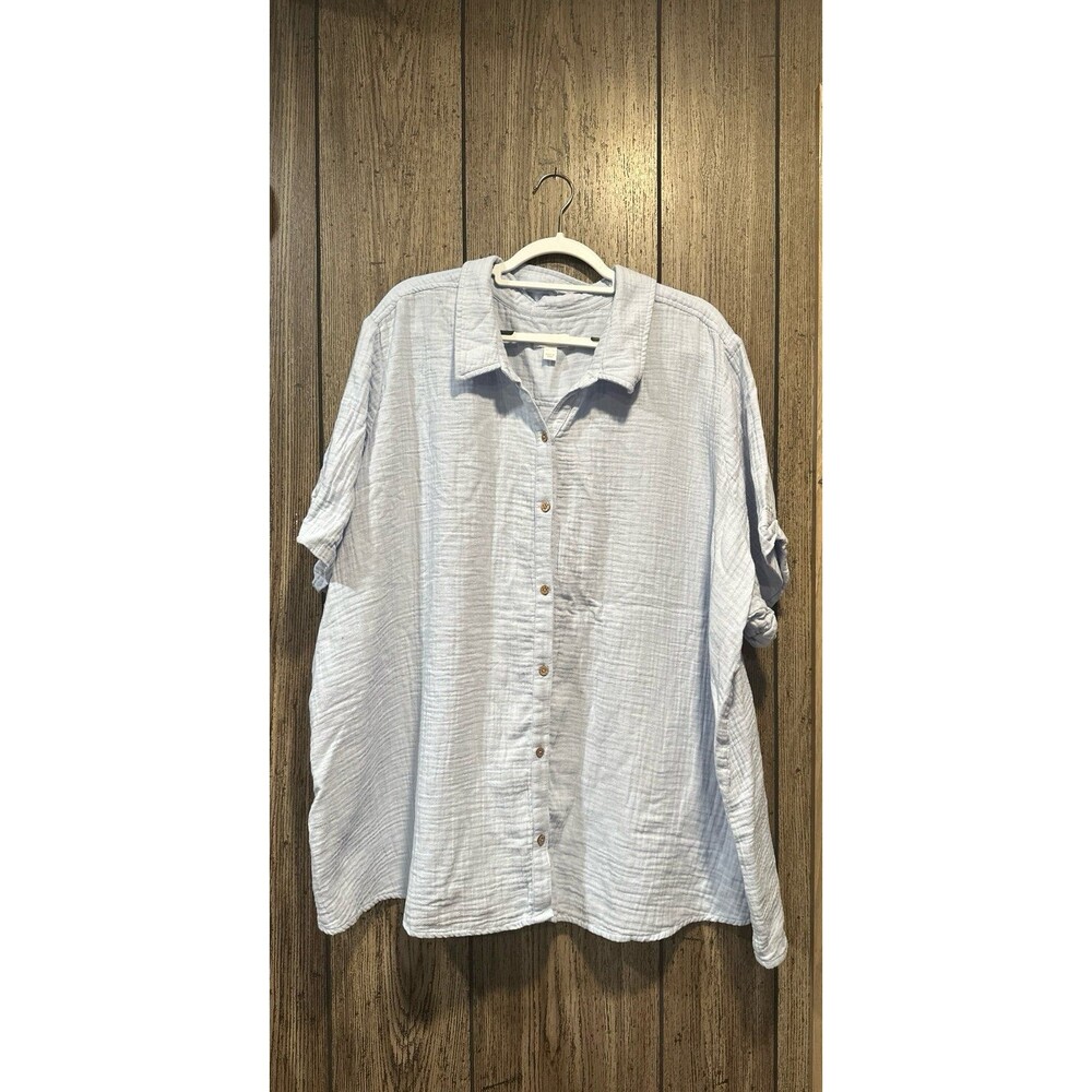 Susan Graver PURE Regular Cotton Gauze Button Front Tunic